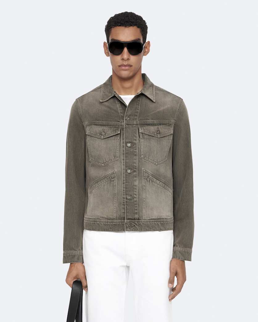 Regular-Fit Denim Trucker Jacket KHAKI GREY | ALLSAINTS